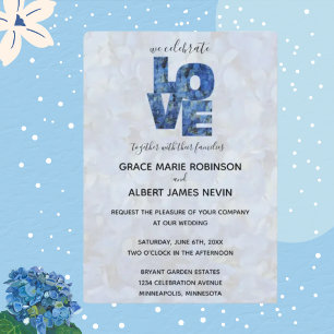 Periwinkle Blue Hydrangeas Flowers Wedding Invitation