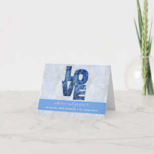 Periwinkle Blue Hydrangeas LOVE  Thank You Card