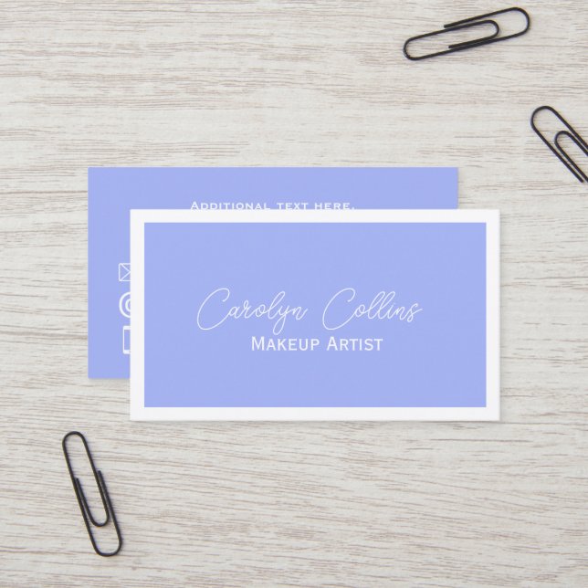 Periwinkle Blue Minimalist  Business Card (Front/Back In Situ)