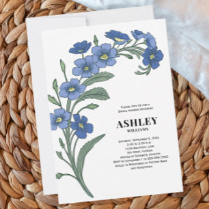 Periwinkle Blue Modern Floral Bridal Shower Invitation