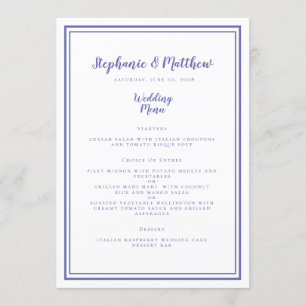 Periwinkle Blue Modern Simple Wedding Framed Chic Menu