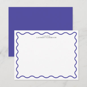 Periwinkle Blue Modern Wavy Border Note card