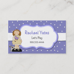 Periwinkle Blue Polka Dot Girl's Play Date Card