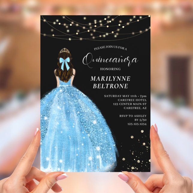 Periwinkle Blue Princess Quinceañera Invitation (Creator Uploaded)