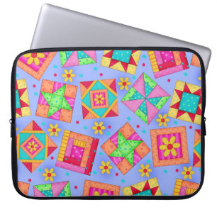 Periwinkle Blue Quilt Block Art Laptop Sleeve
