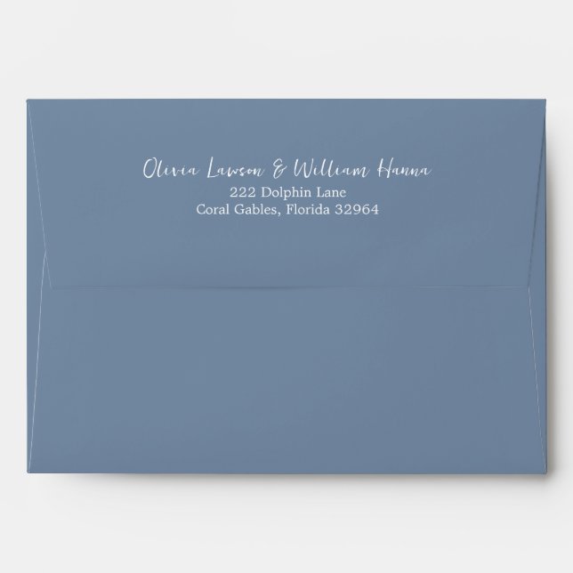 Periwinkle Blue Return Address Envelope Script (Back (Top Flap))