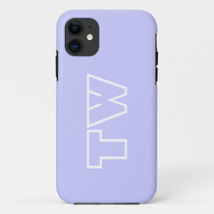 Periwinkle Blue Solid Colour Minimalist Monogram iPhone 11 Case