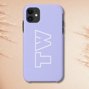 Periwinkle Blue Solid Colour Minimalist Monogram iPhone 11 Case