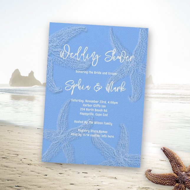 Periwinkle Blue Starfish Wedding Shower Invitation (Creator Uploaded)