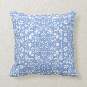 Periwinkle Blue Vintage Garden Floral Cushion