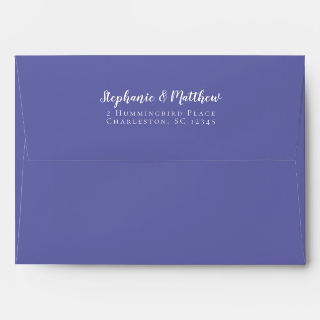Periwinkle Blue Wedding Bride Groom Return Address Envelope (Back (Top Flap))