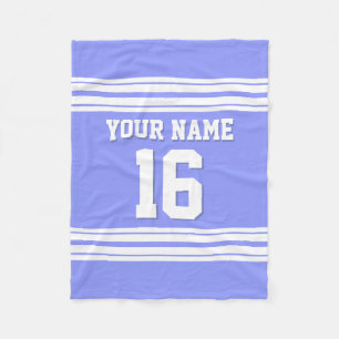 Periwinkle Blue White Sports Jersey Fleece Blanket