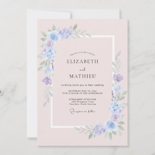 Periwinkle Blush Watercolor Wedding Invitation
