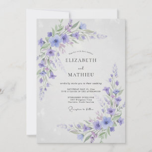 Periwinkle Breezy Botanical Wedding Invitation