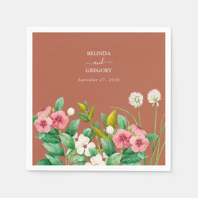 Periwinkle Burnt Orange Terracotta Wedding Napkin (Front)