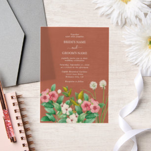 Periwinkle Burnt Orange Terracotta Wedding Vellum Invitations