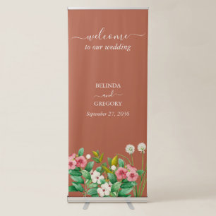 Periwinkle Burnt Orange Terracotta Wedding Welcome Retractable Banner