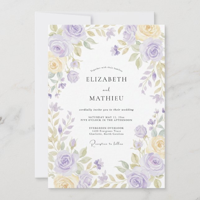 Periwinkle Butter Petal Wedding Invitation (Front)