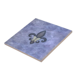 Periwinkle Butterfleur   Fleur de Lis Butterfly Tile