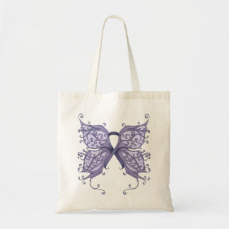 Periwinkle Cancer Ribbon with Butterfly Wings Tote Bag