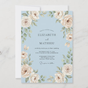 Periwinkle Champagne Petal Wedding Invitation