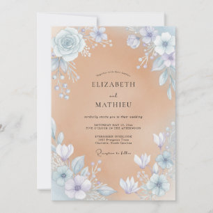 Periwinkle Champagne Watercolor Wedding Invitation