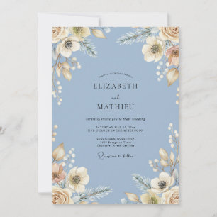 Periwinkle Cream Blossom Wedding Invitation