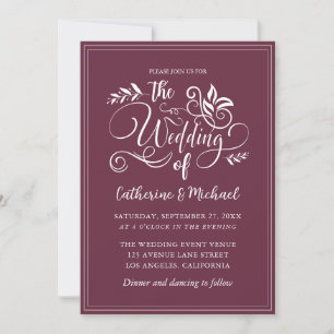 Periwinkle Decorative Wedding Calligraphy Invitation