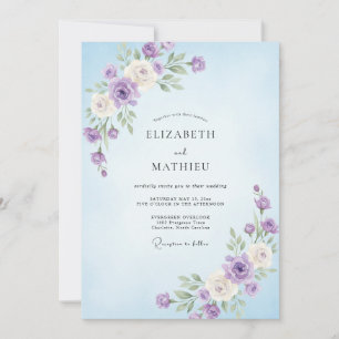Periwinkle Delicate Blossom Wedding Invitation