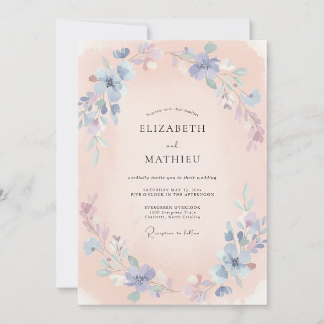 Periwinkle Delicate Spring Wedding Invitation (Front)