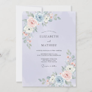 Periwinkle Dreamy Floral Wedding Invitation