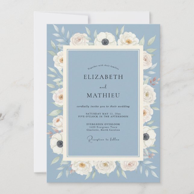 Periwinkle Ethereal Bloom Wedding Invitation (Front)