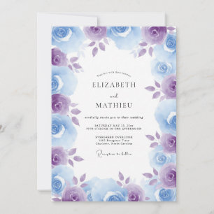 Periwinkle Ethereal Rose Wedding Invitation