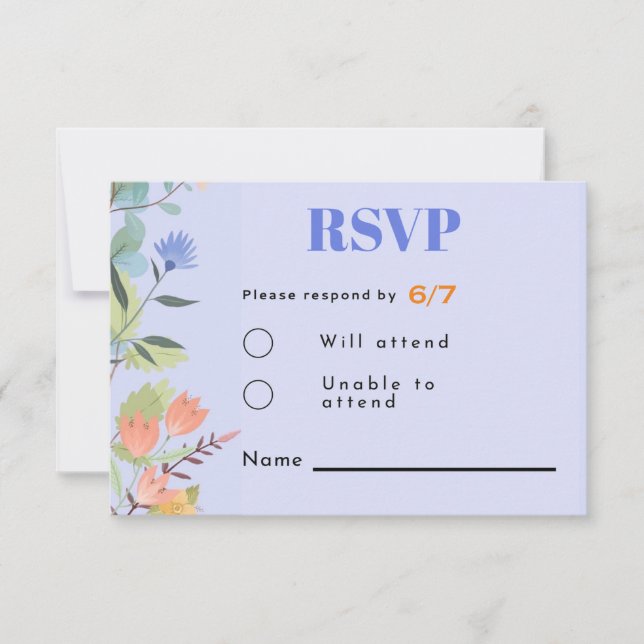 Periwinkle floral 3.5" x 5" Response Card (Front)