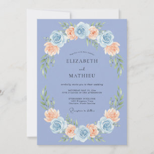 Periwinkle Floral Arch Wedding Invitation