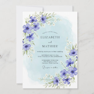 Periwinkle Floral Bloom Wedding Invitation