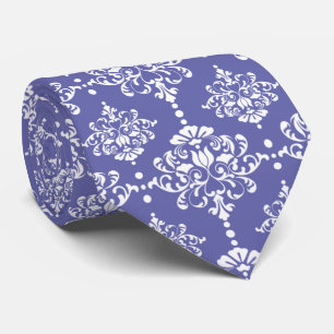 Periwinkle Floral Damask Pattern Groomsmen Wedding Tie