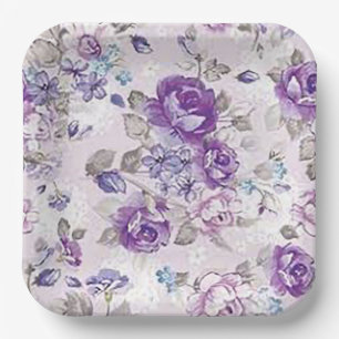 “Periwinkle Floral Design” Paper Plate