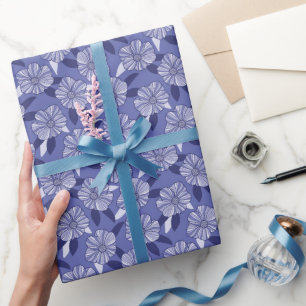 Periwinkle Floral Line Art Wrapping Paper