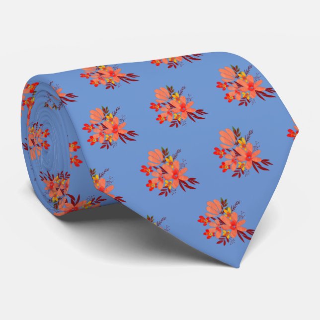 Periwinkle Floral Neck Tie  (Rolled)