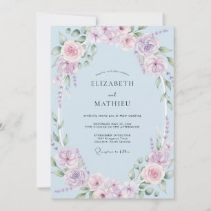 Periwinkle Floral Swirl Wedding Invitation