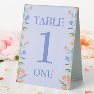 Periwinkle Floral Table Tent Sign