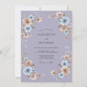 Periwinkle Floral Wedding Invitation