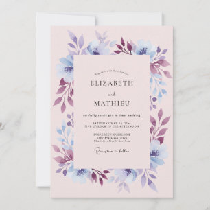Periwinkle Floral Woodland Wedding Invitation