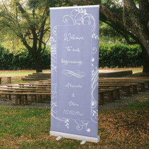 Periwinkle Flourish Wedding Retractable Banner