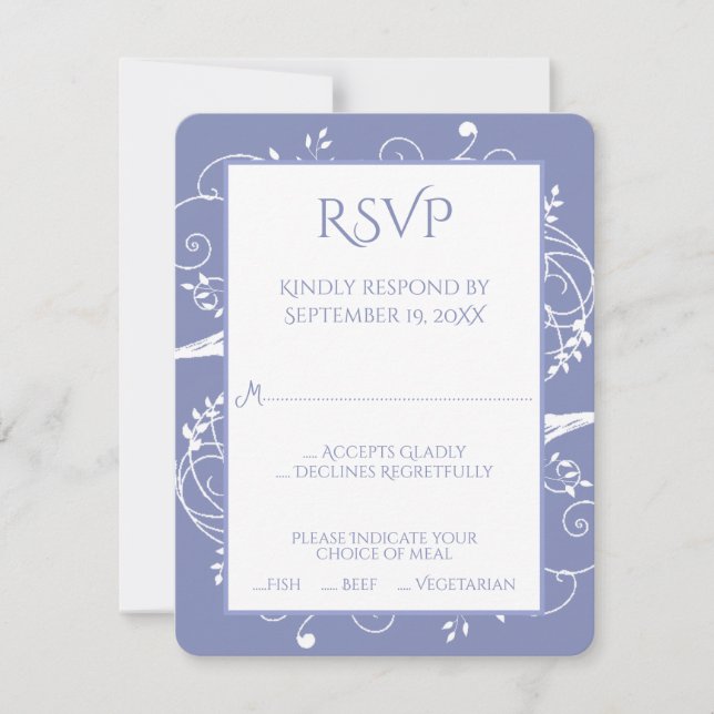 Periwinkle Flourish Wedding RSVP Card (Front)