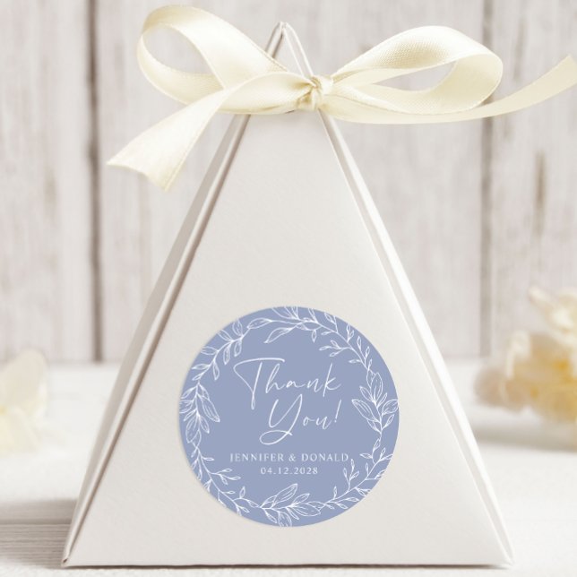 Periwinkle Flower Simple Thank You Wedding Classic Round Sticker (Creator Uploaded)