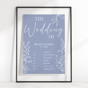Periwinkle Flower Simple Wedding Program Schedule Poster