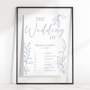 Periwinkle Flower Simple Wedding Program Schedule Poster