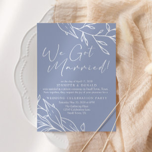Periwinkle Flower Wedding Just Married Invitation